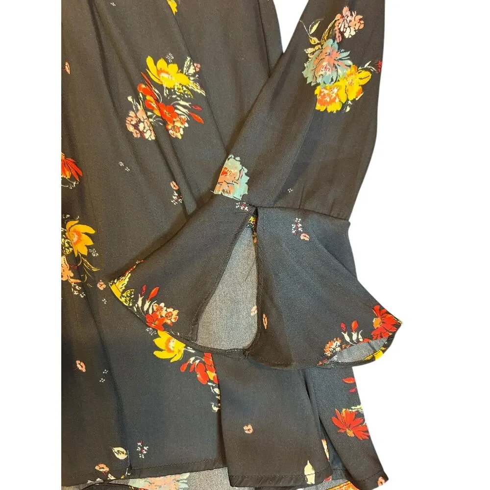 NWT FREE PEOPLE Midnight Dress Shift Silky Short Mini Floral Dress Women's Small